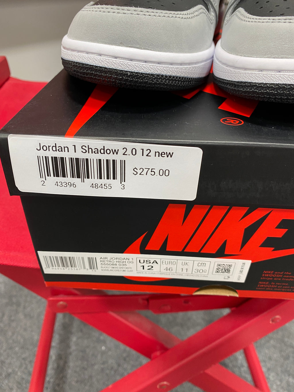 Jordan 1 Retro High Shadow 2.0 Sz 12