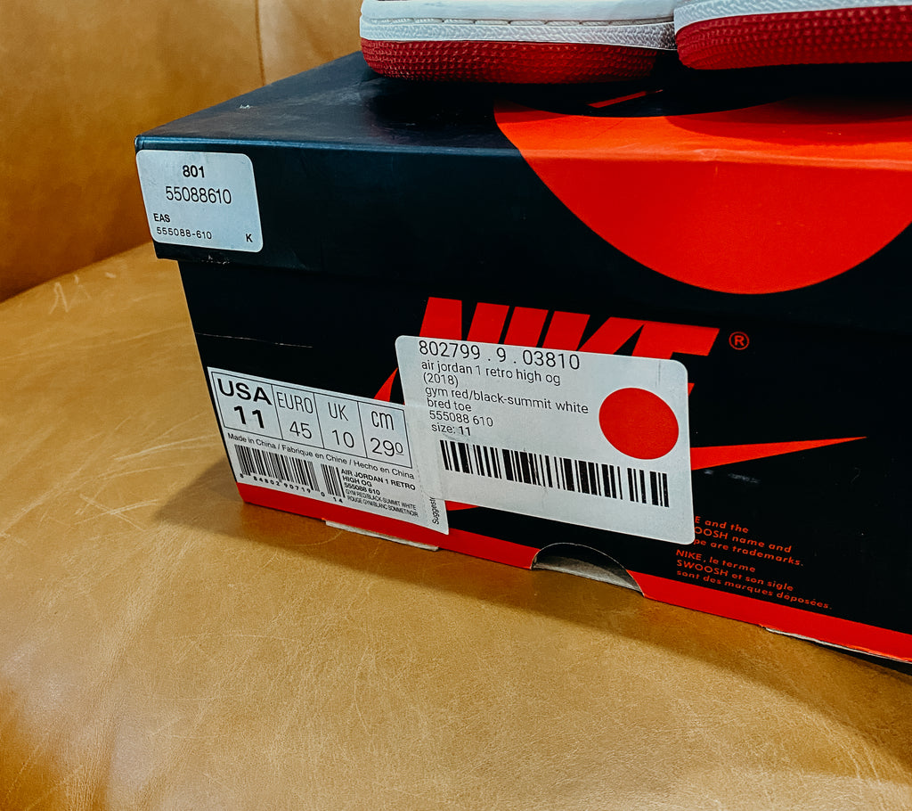Jordan 1 Retro High Bred Toe Sz 11