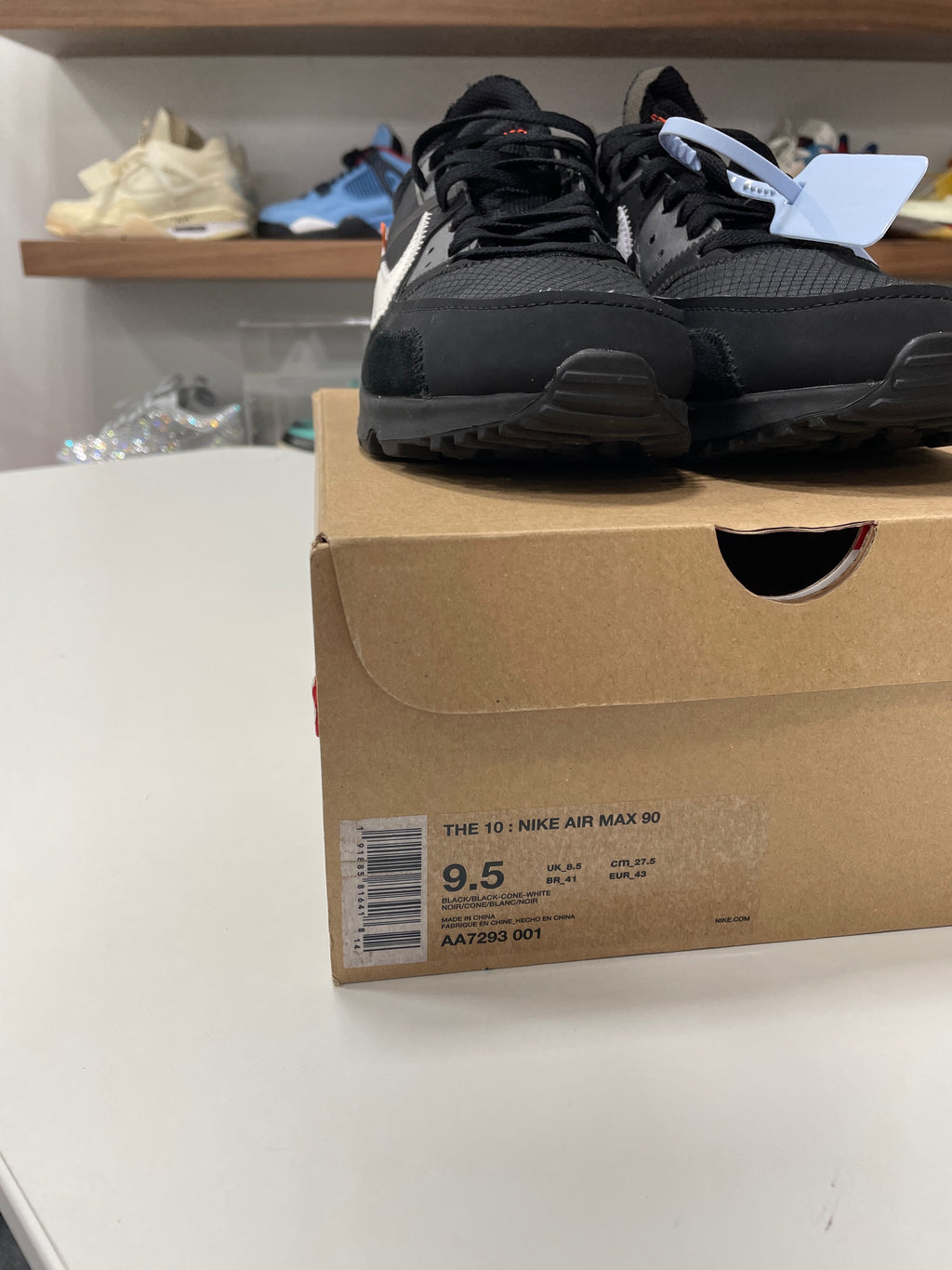 Nike Air Max 90 OFF-WHITE Black Sz 9.5