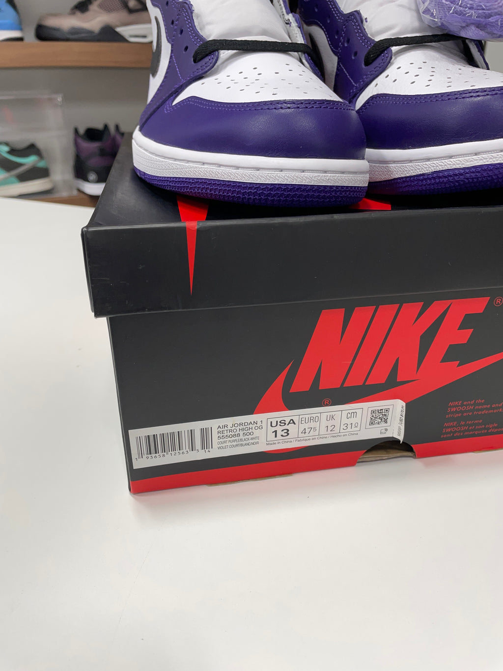 Jordan 1 Retro High Court Purple White Sz 13