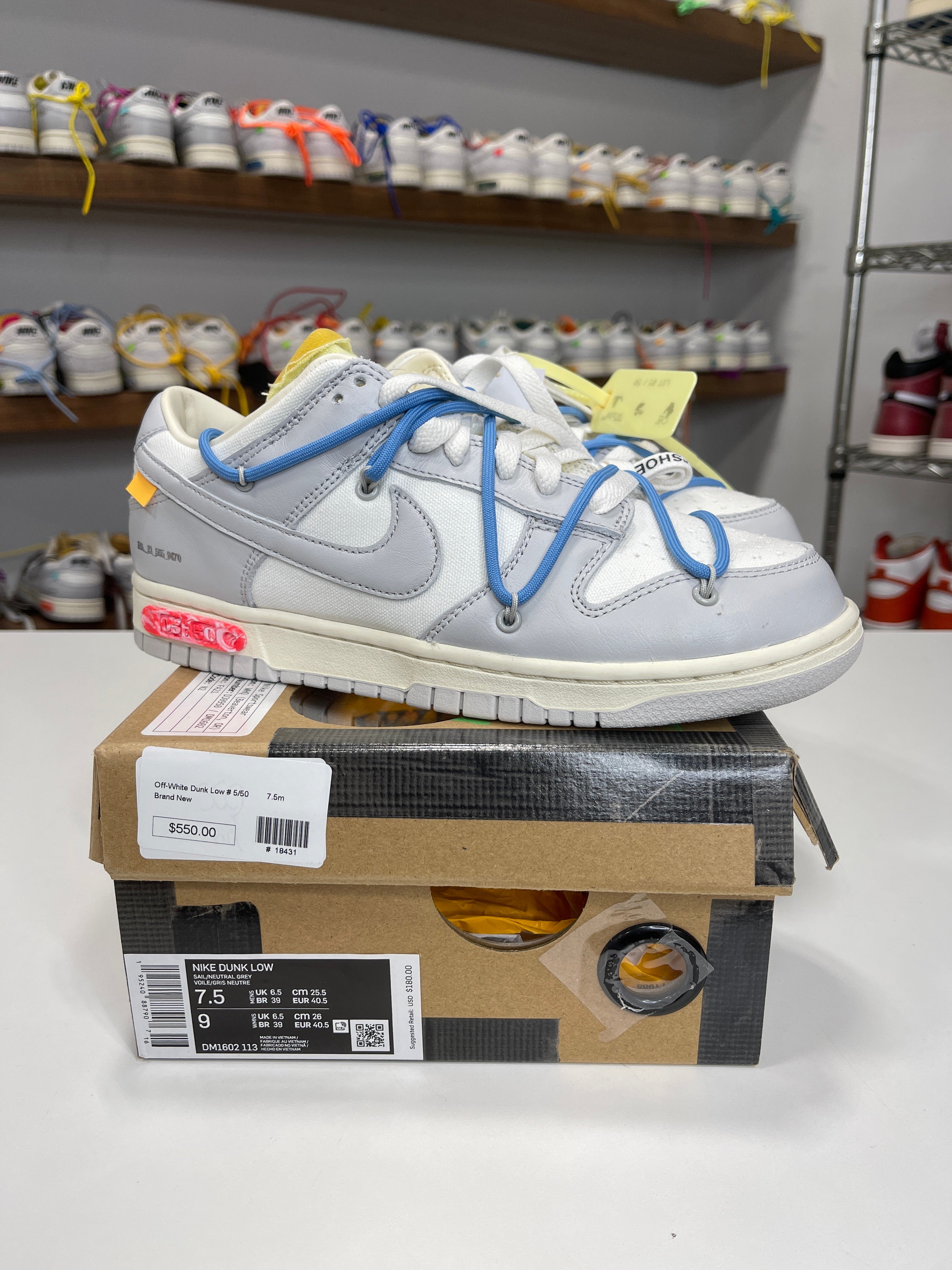 Nike Dunk Low Off-White Lot 5/50 - Sz 7.5