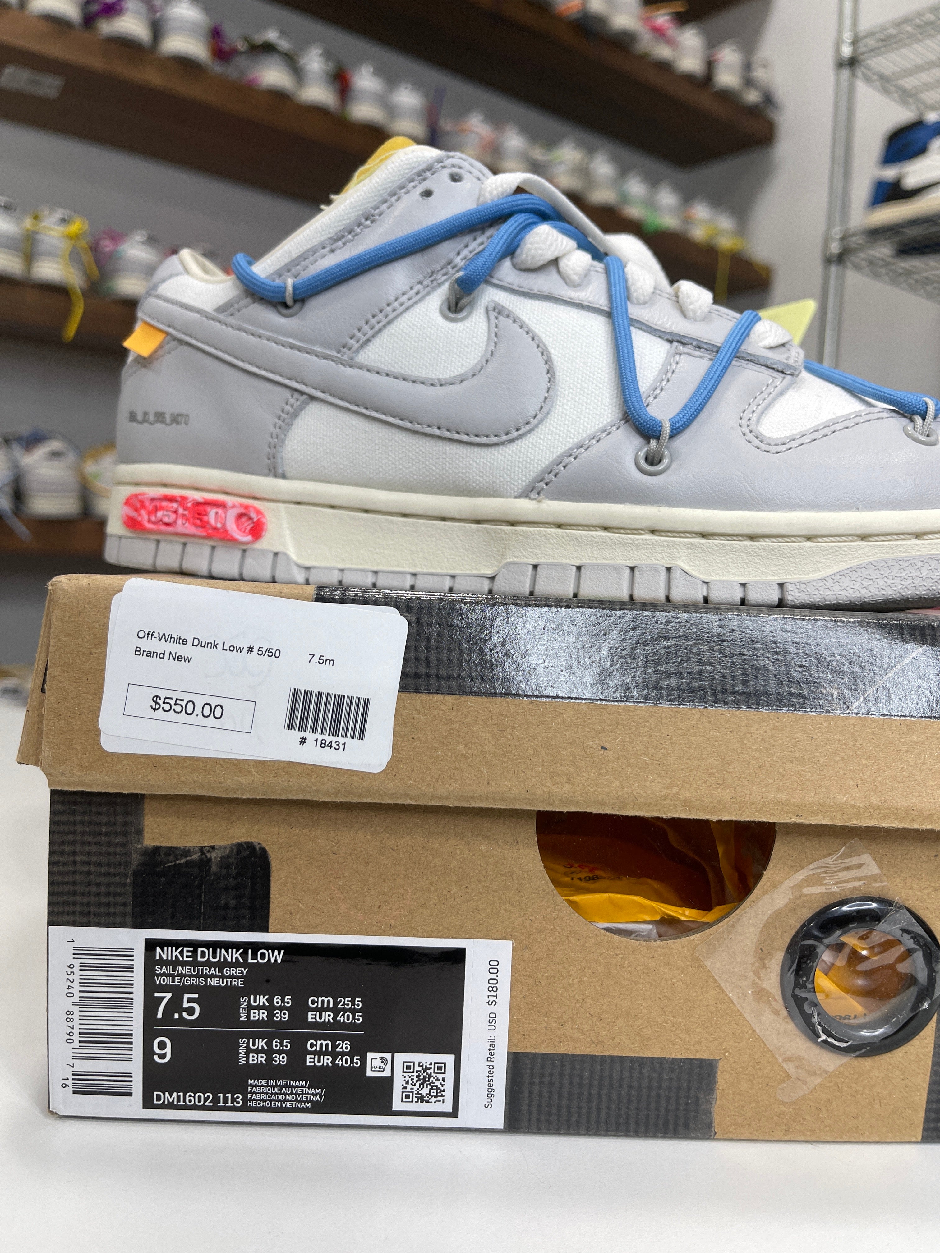 Nike Dunk Low Off-White Lot 5/50 - Sz 7.5