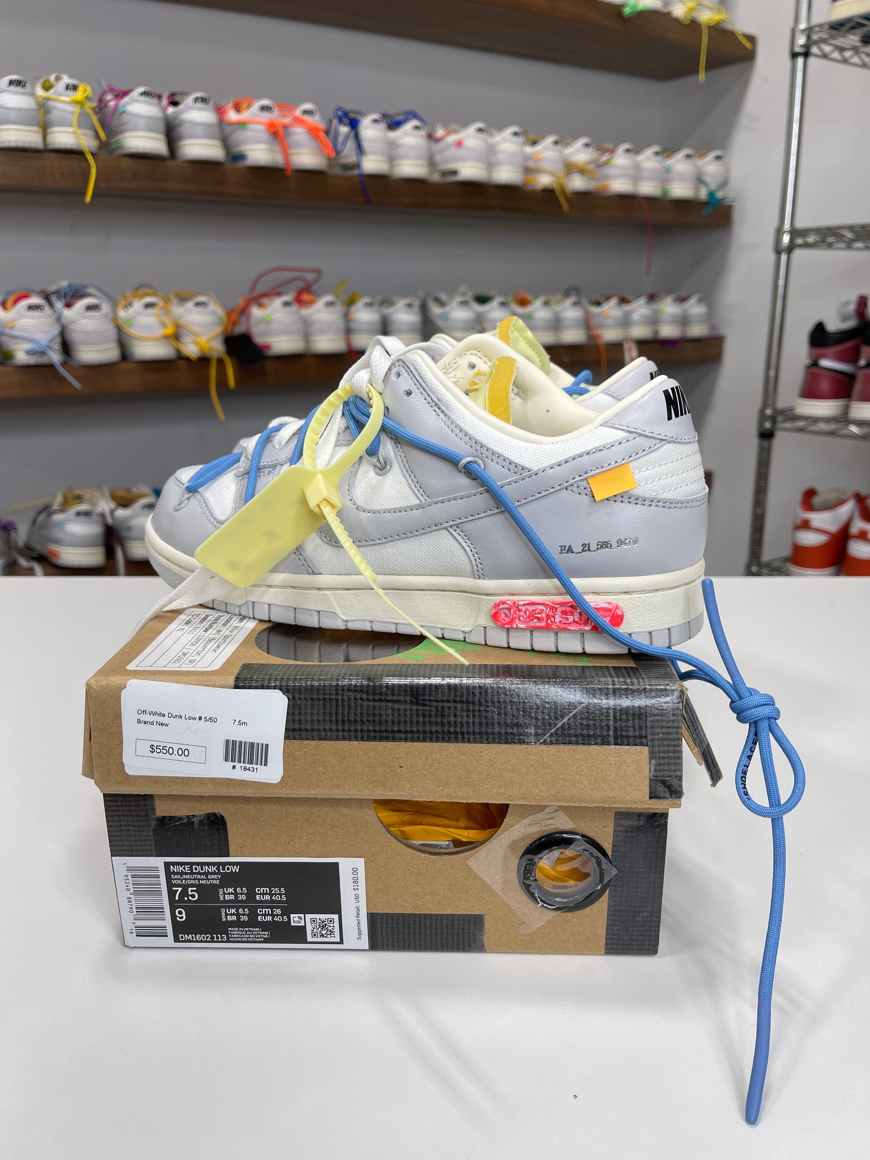 Nike Dunk Low Off-White Lot 5/50 - Sz 7.5