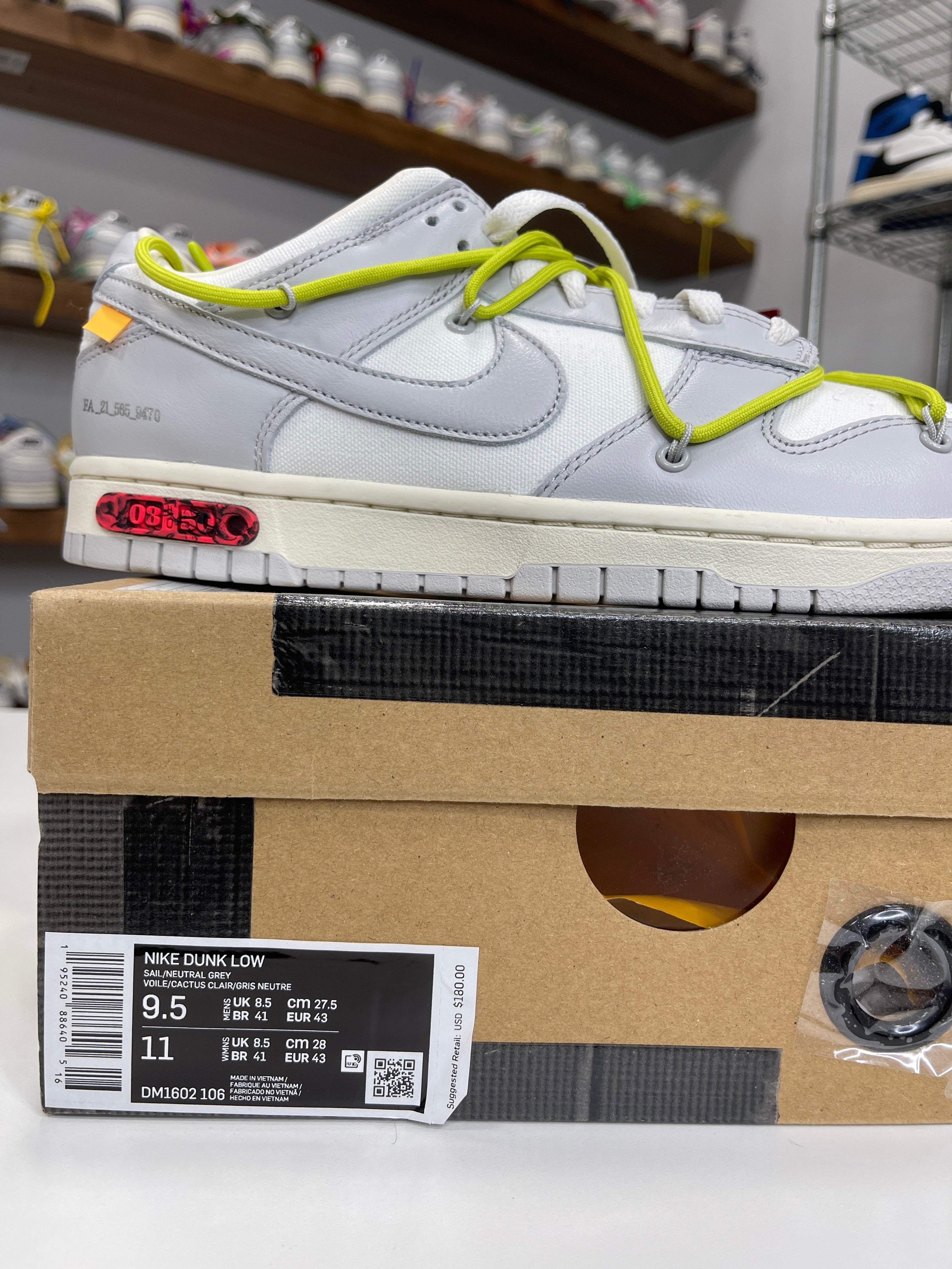 Nike Dunk Low Off-White Lot 8/50 - Sz 9.5
