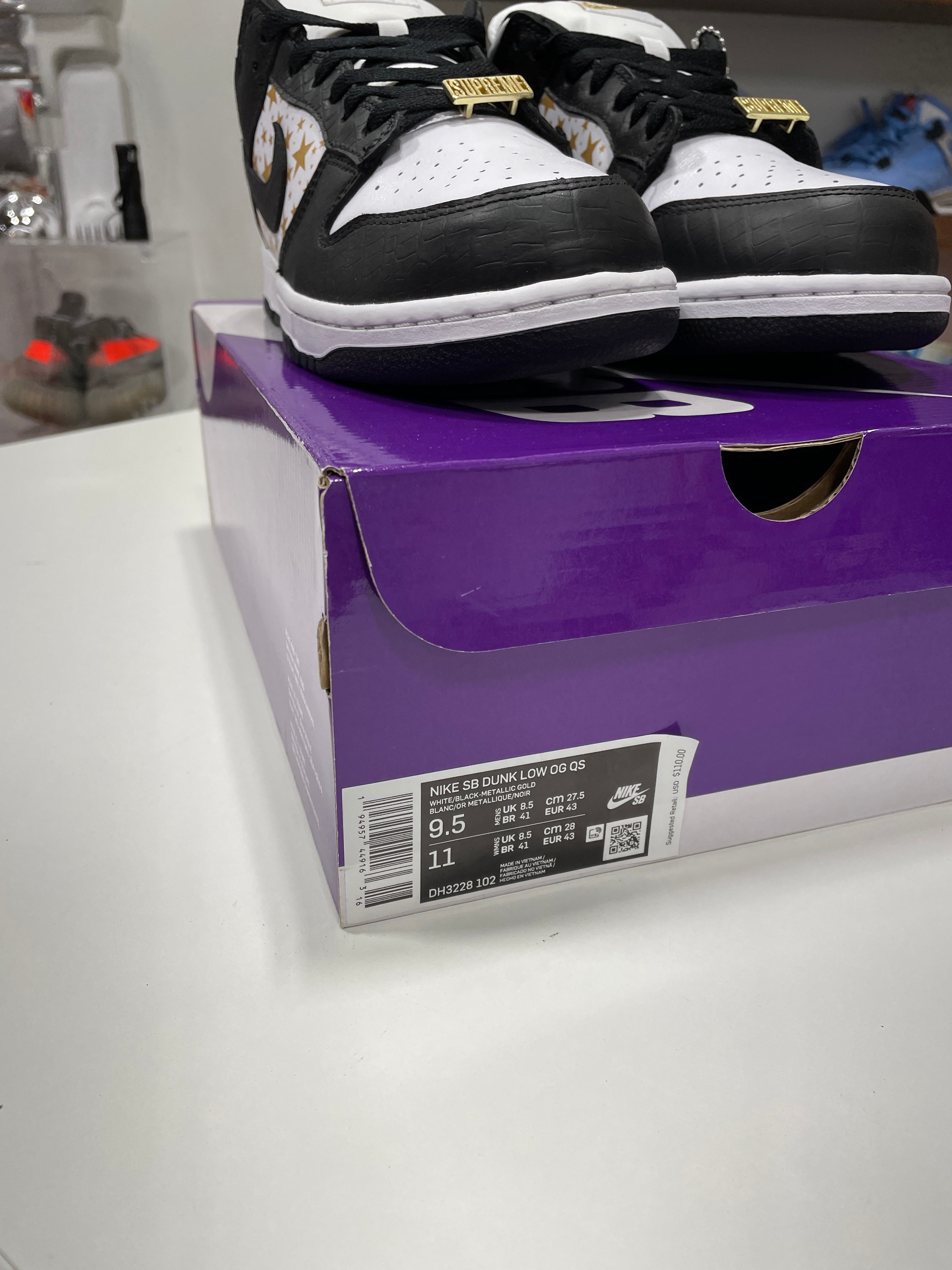Nike SB Dunk Low Supreme Stars Black (2021) Sz 9.5