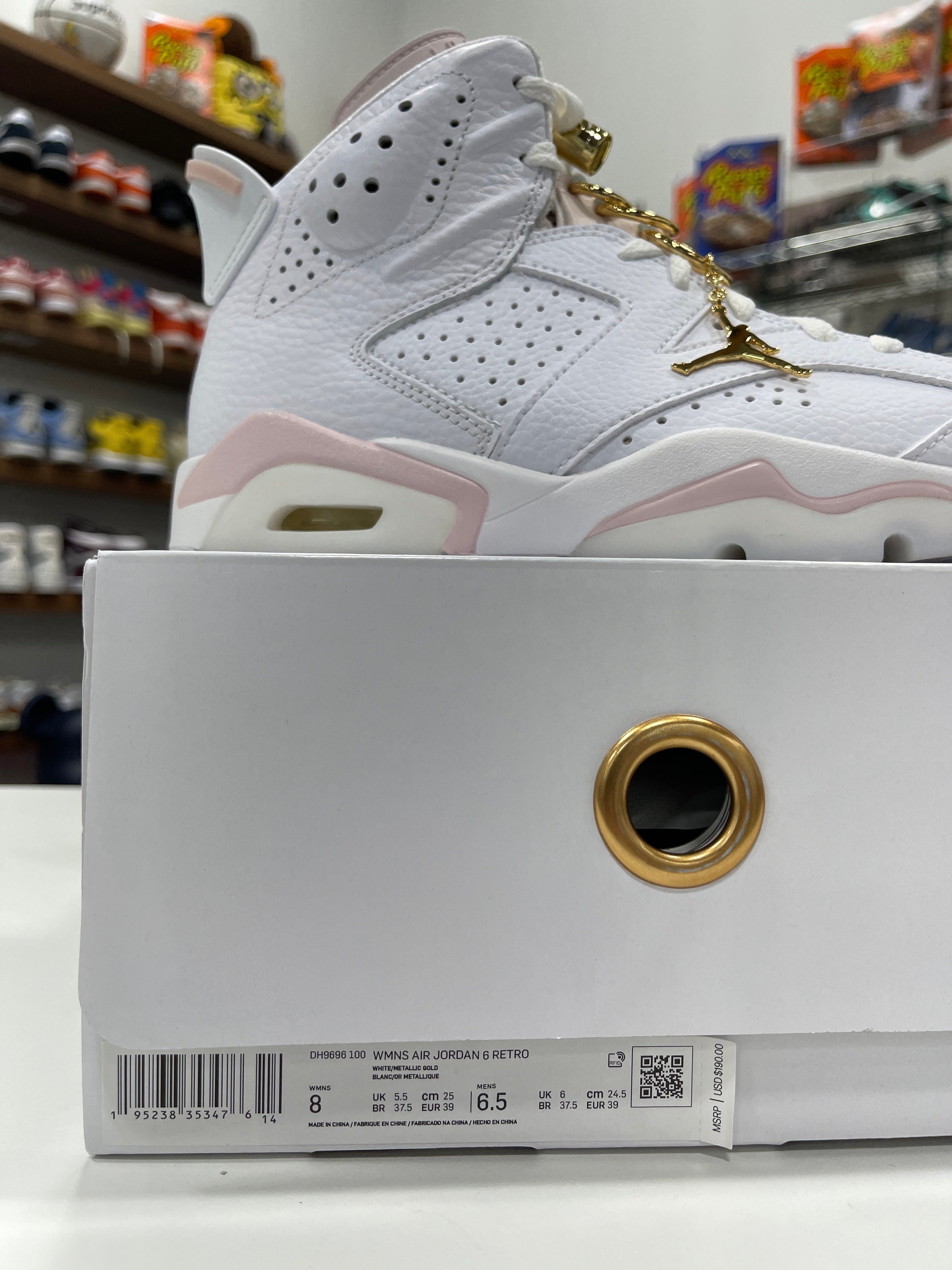 Wmns Air Jordan 6 Metallic Gold Hoops Sz 8W