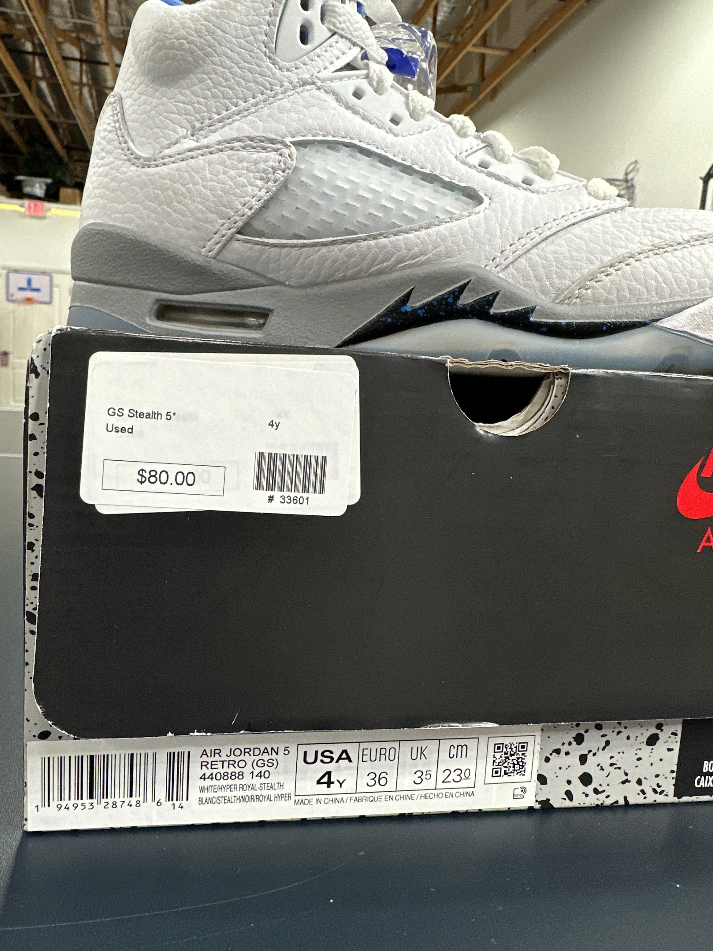 Jordan 5 Stealth Sz 4Y