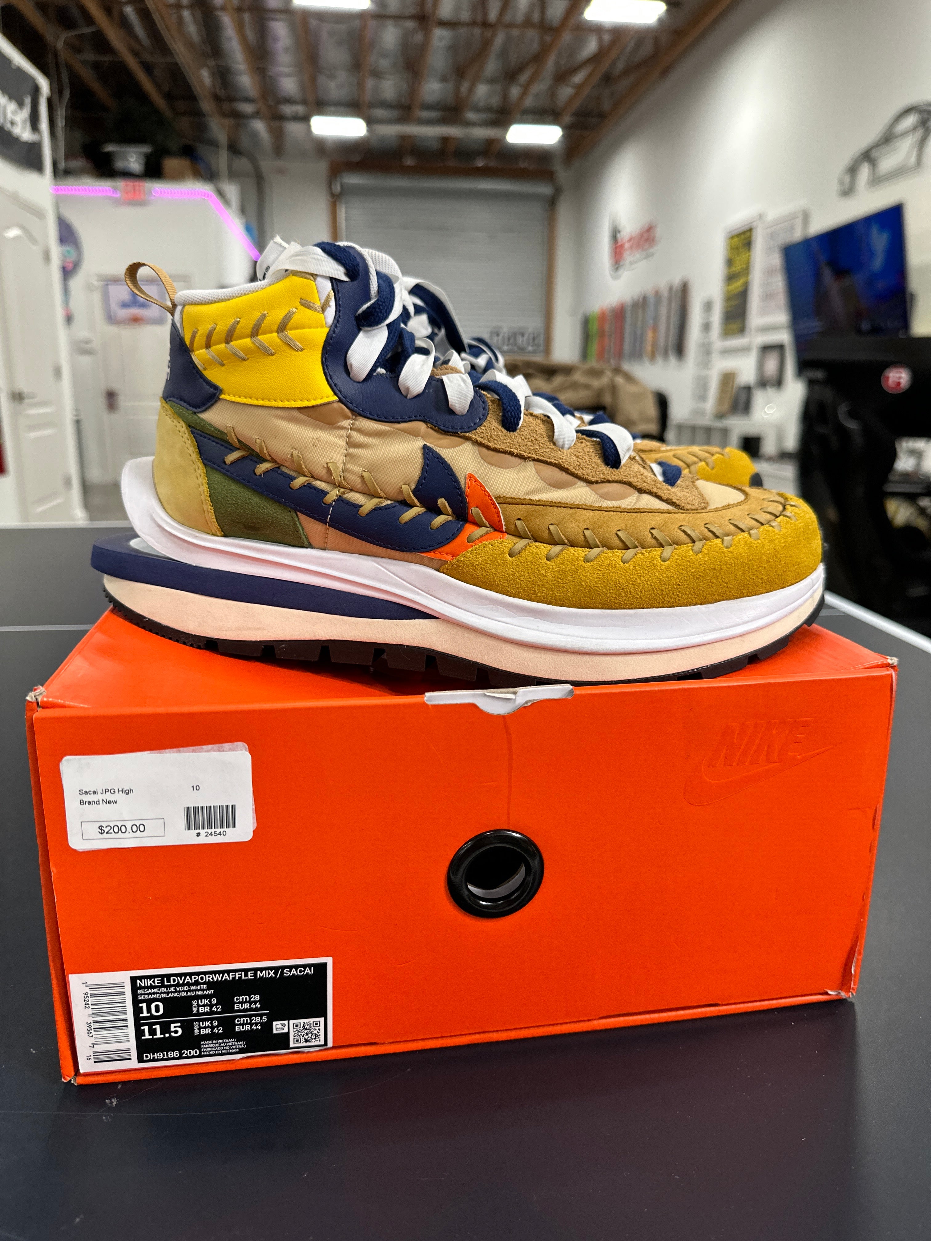 Nike Vaporwaffle sacai Jean Paul Gaultier Sesame Blue Sz 10
