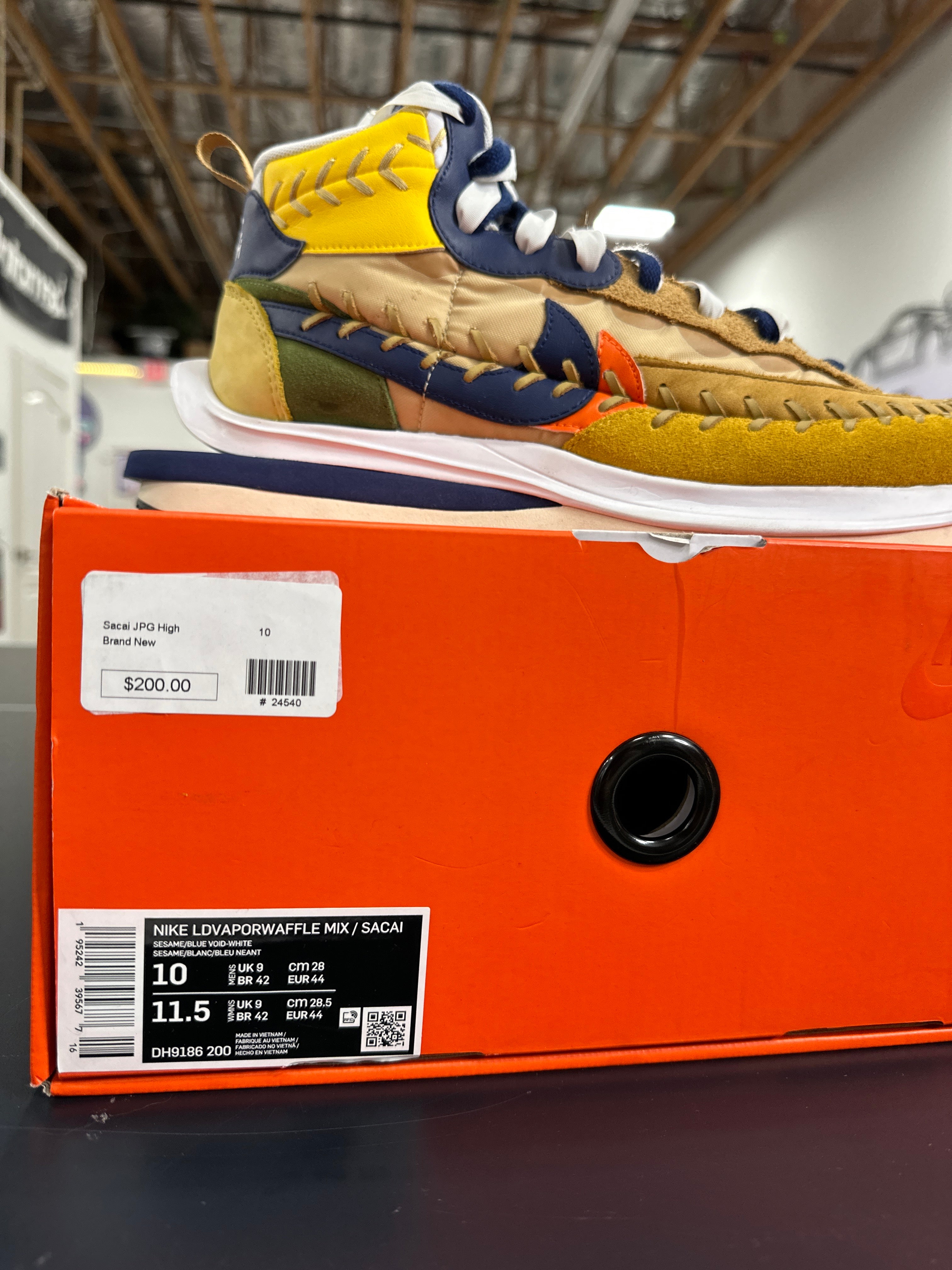 Nike Vaporwaffle sacai Jean Paul Gaultier Sesame Blue Sz 10