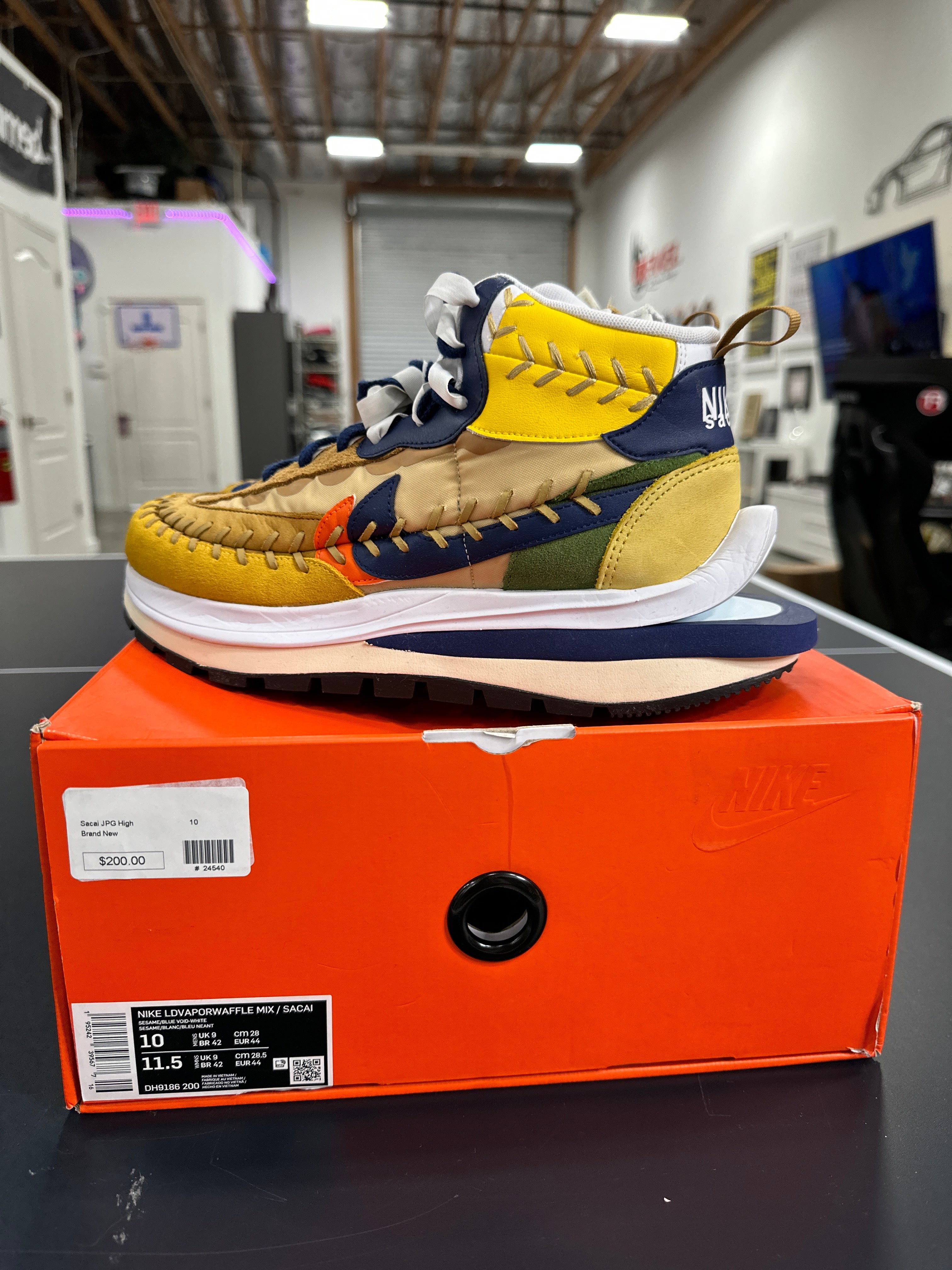 Nike Vaporwaffle sacai Jean Paul Gaultier Sesame Blue Sz 10
