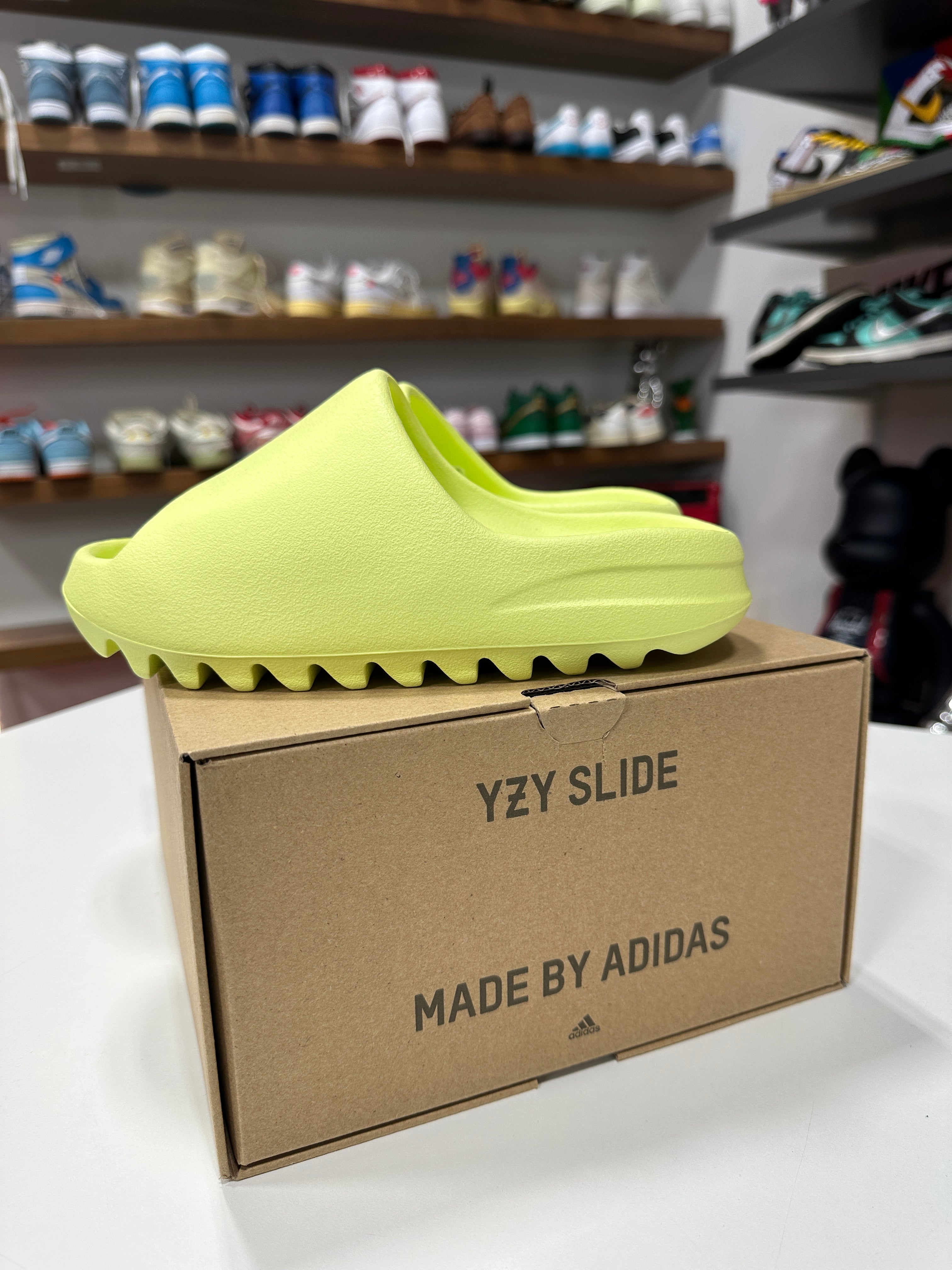 YZY Slide Green Glow Sz 4
