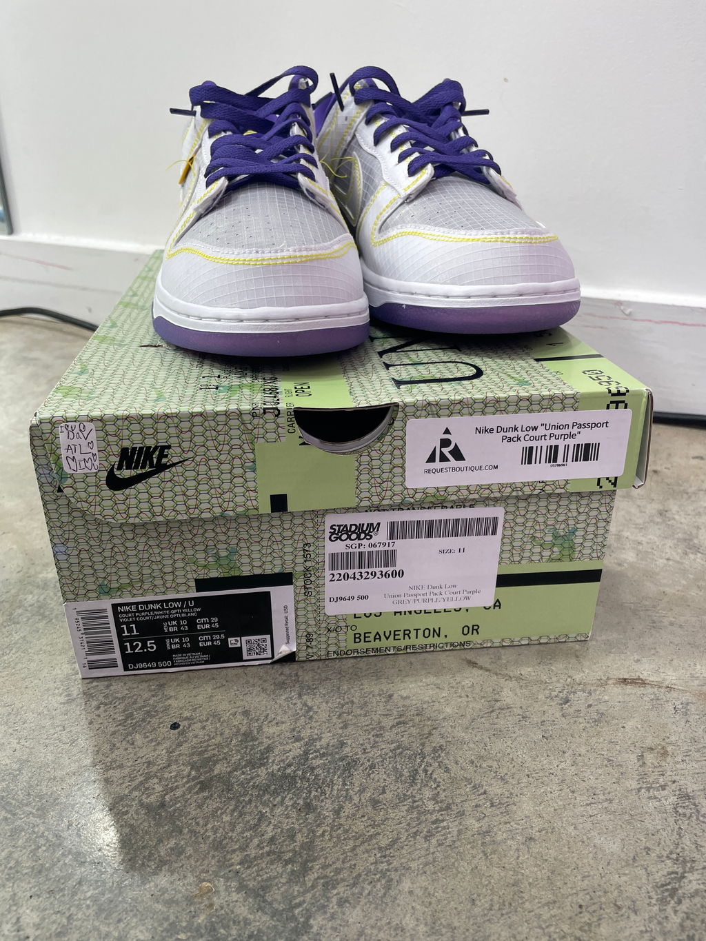Nike Dunk Low Union Laker Colorway Sz 11