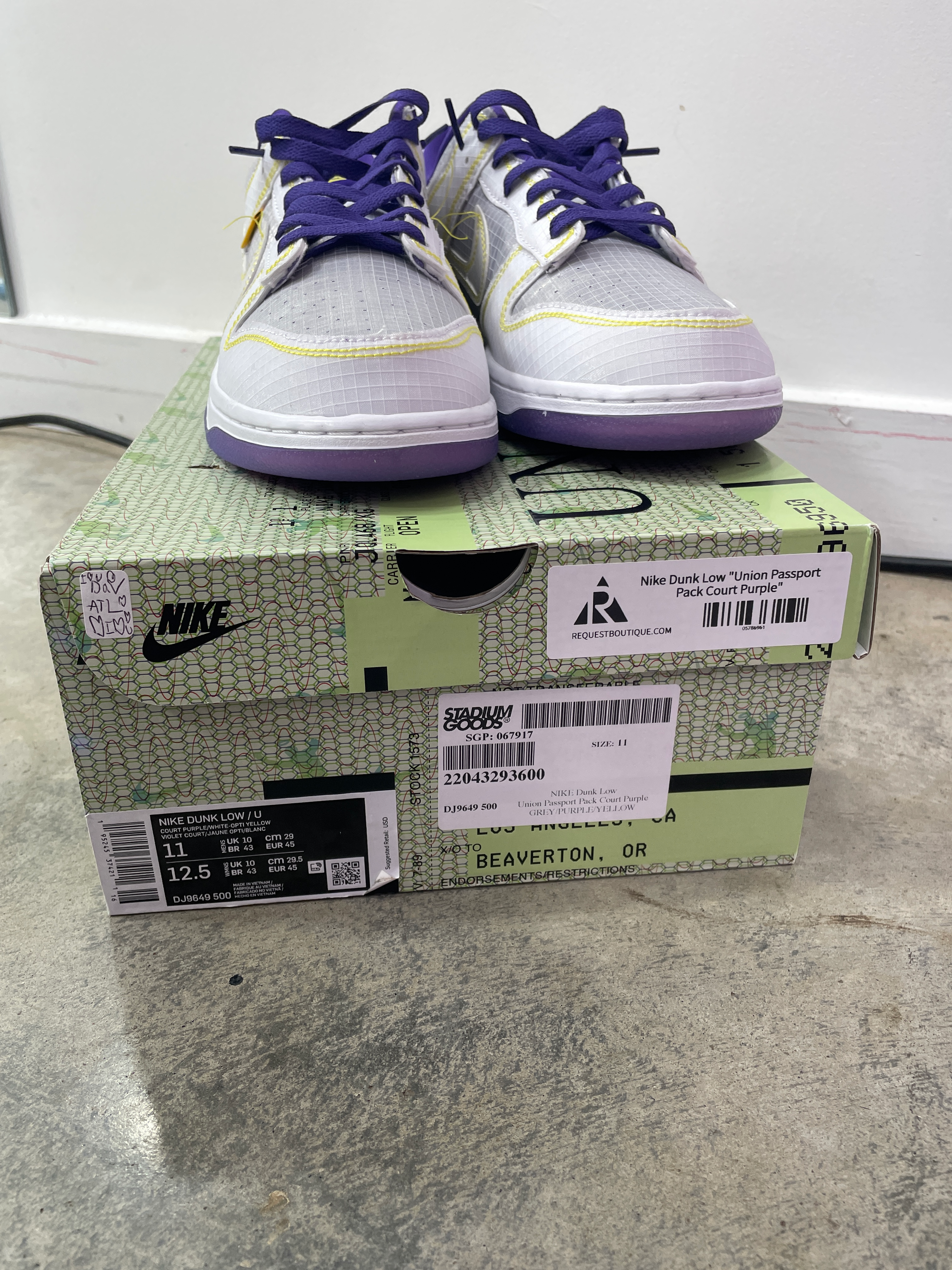 Nike Dunk Low Union Laker Colorway Sz 11