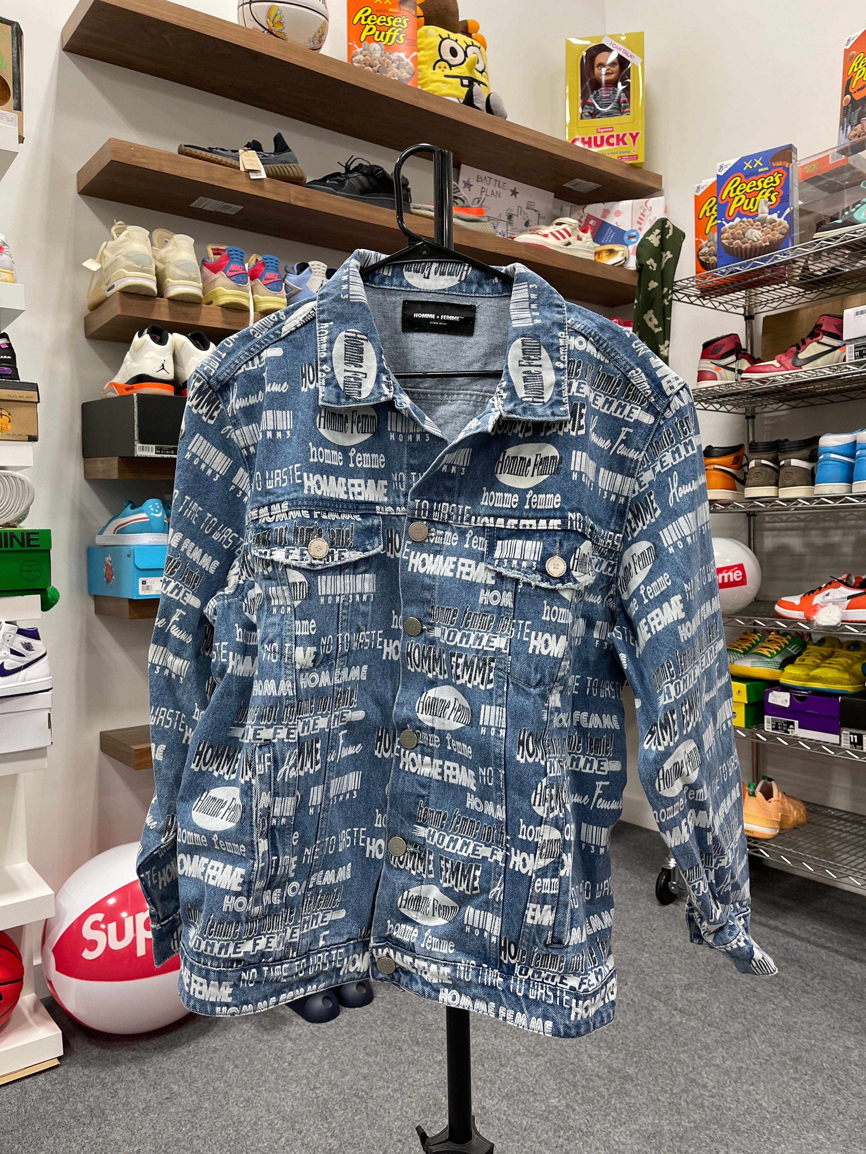 Homme Femme Denim Jacket Sz L