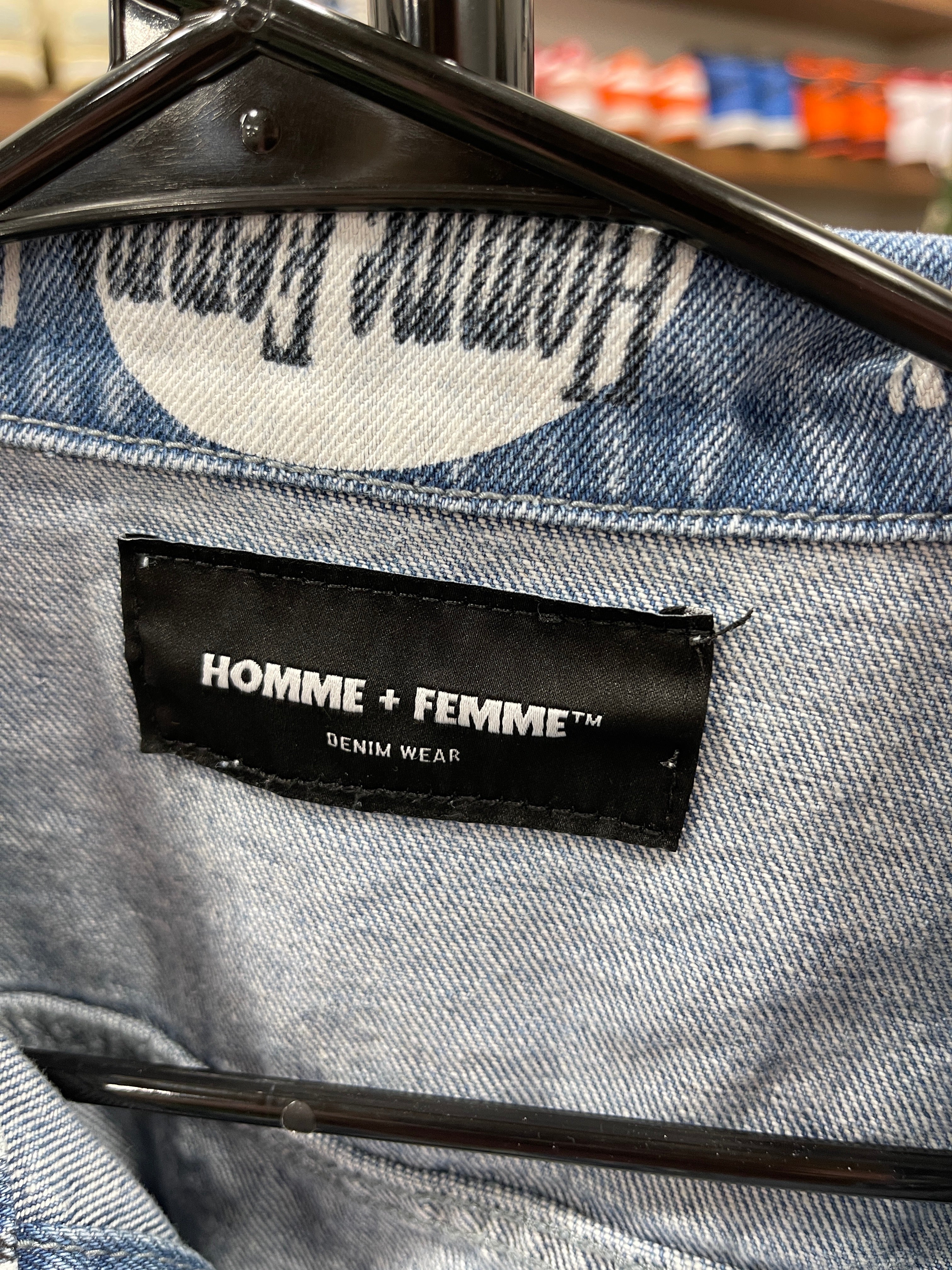 Homme Femme Denim Jacket Sz L