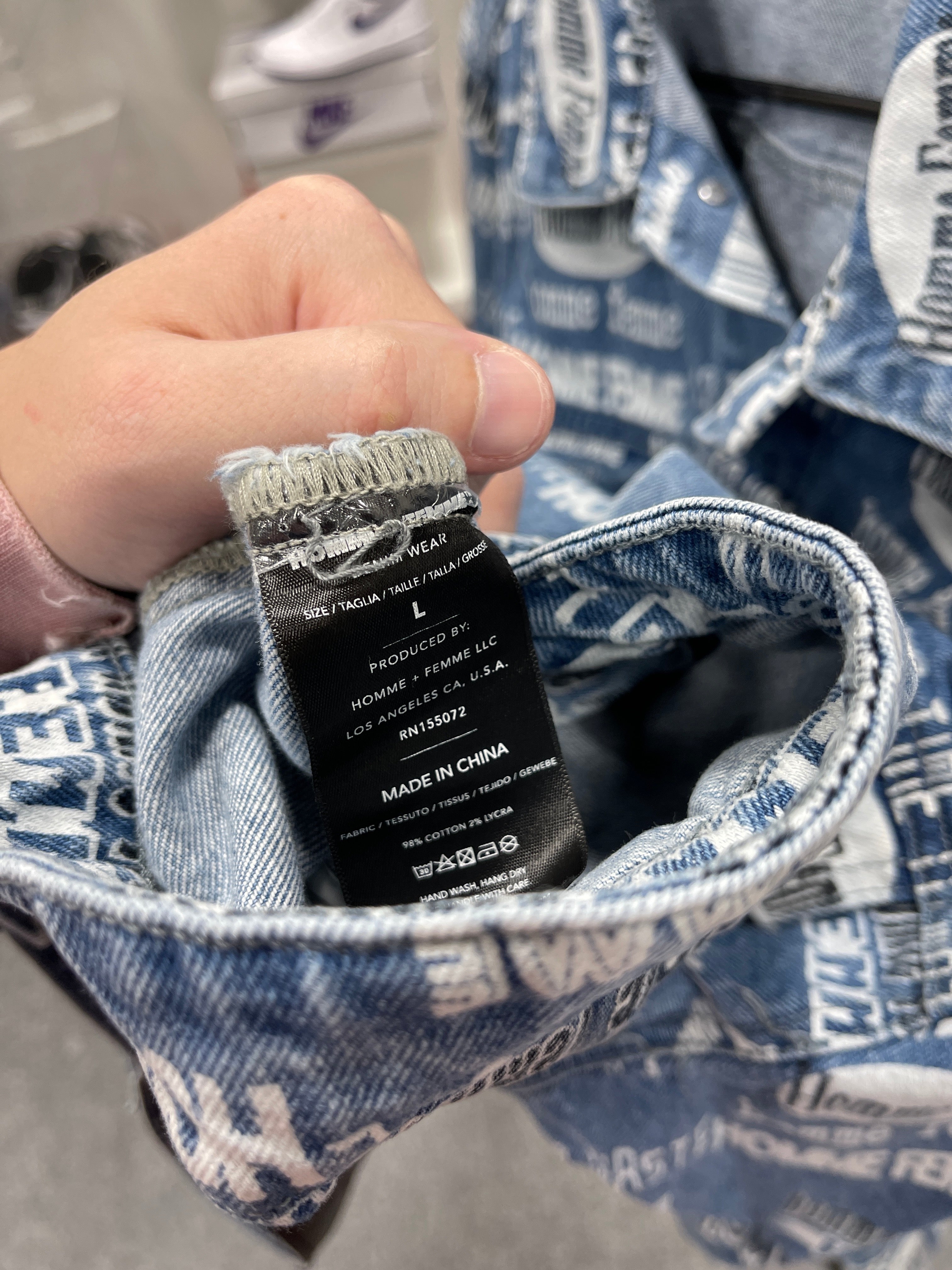 Homme Femme Denim Jacket Sz L