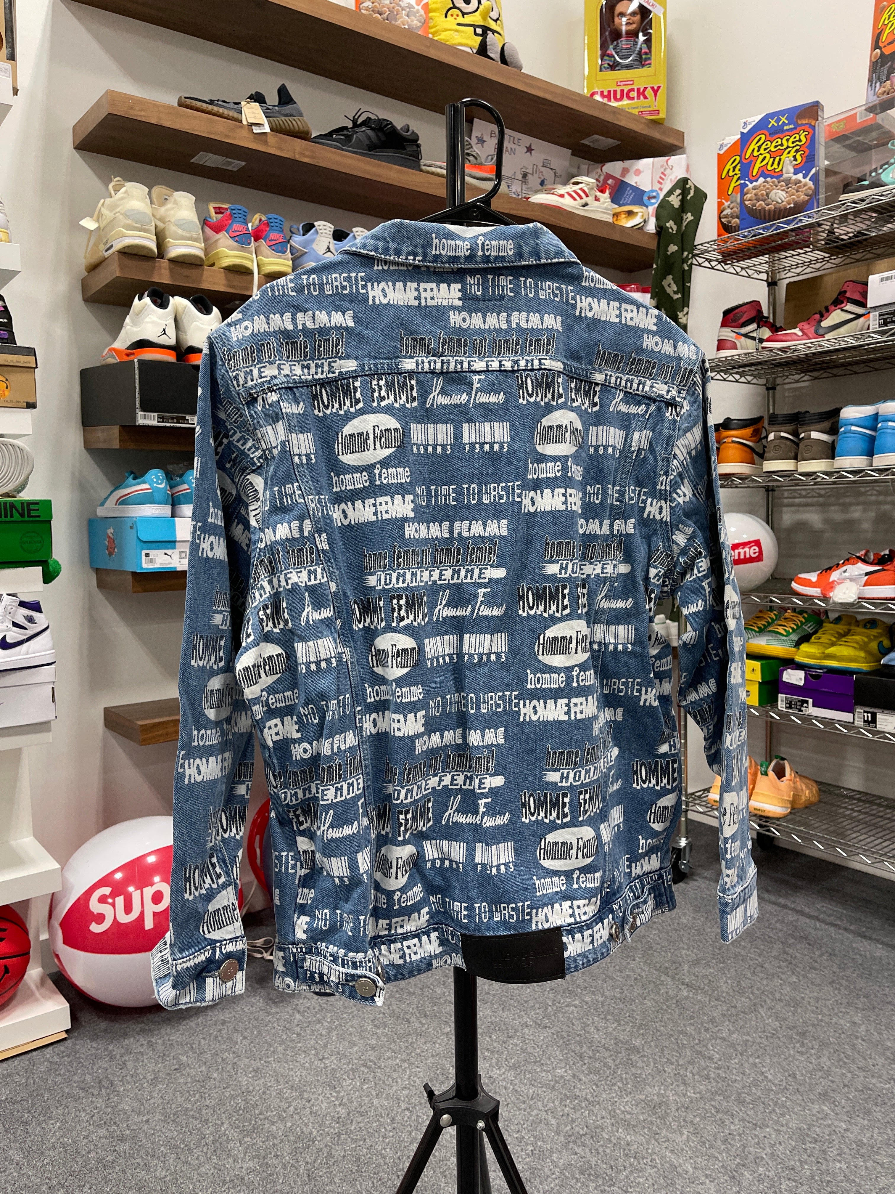 Homme Femme Denim Jacket Sz L