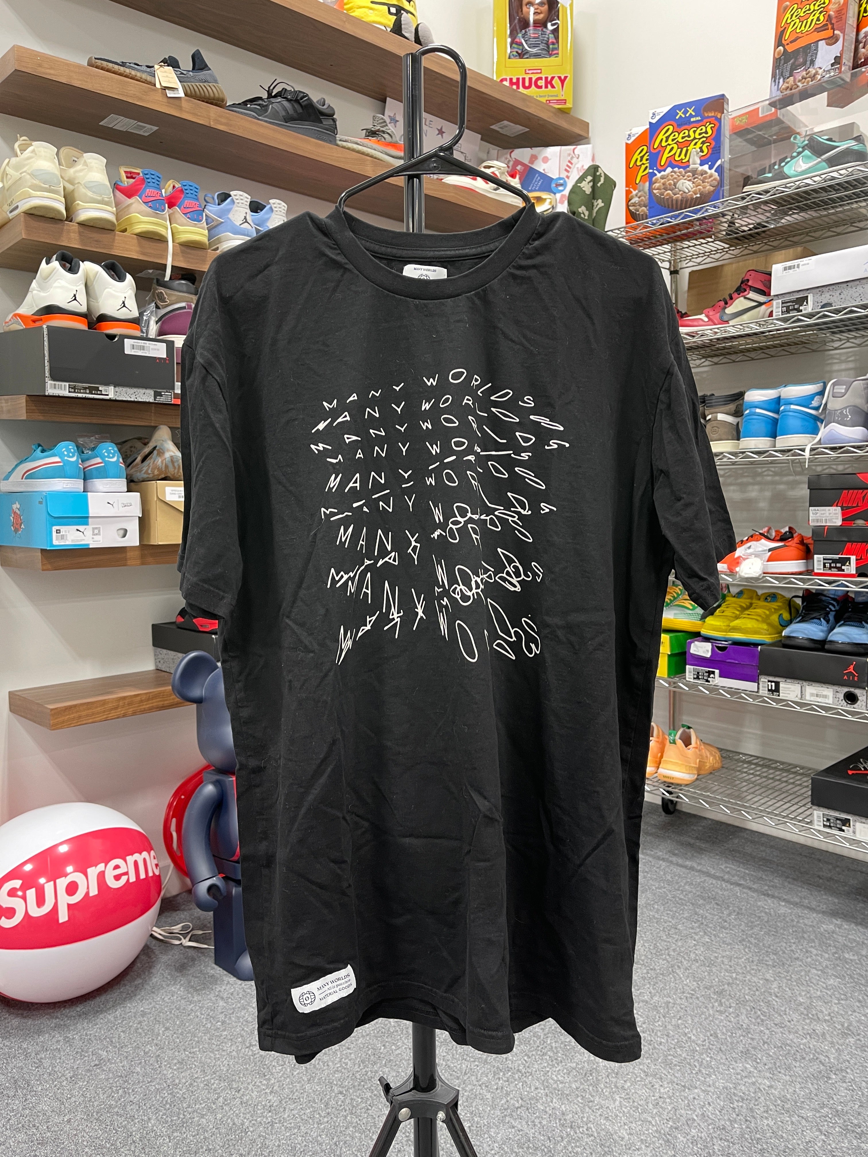 Many Worlds All Over Print Black T-Shirt Sz XL