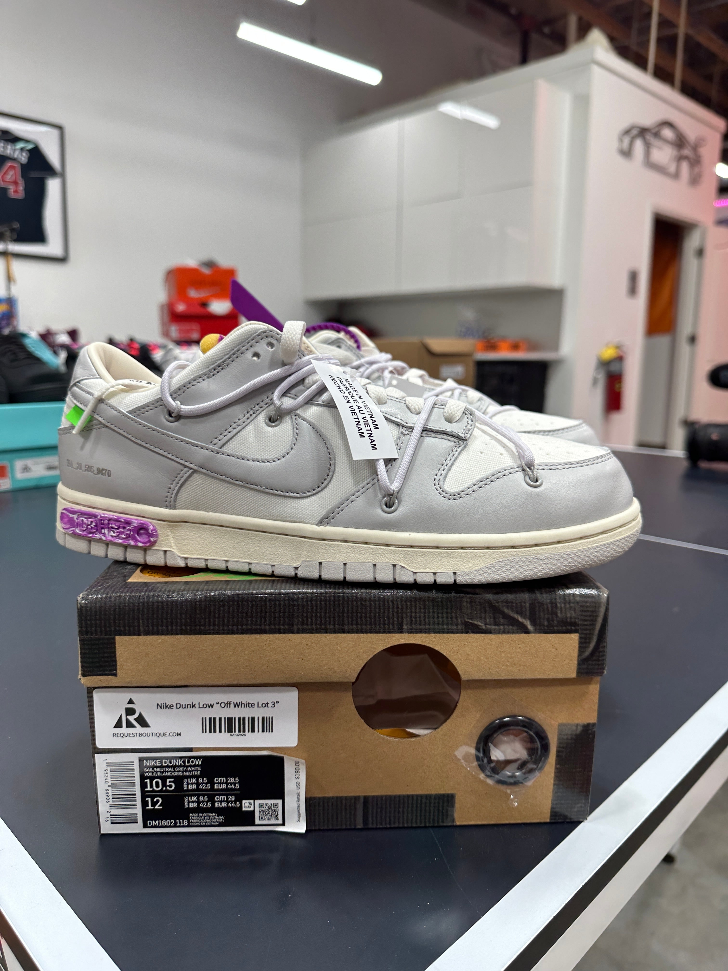 Off White x Nike Dunk Low Lot 3 Sz 10.5