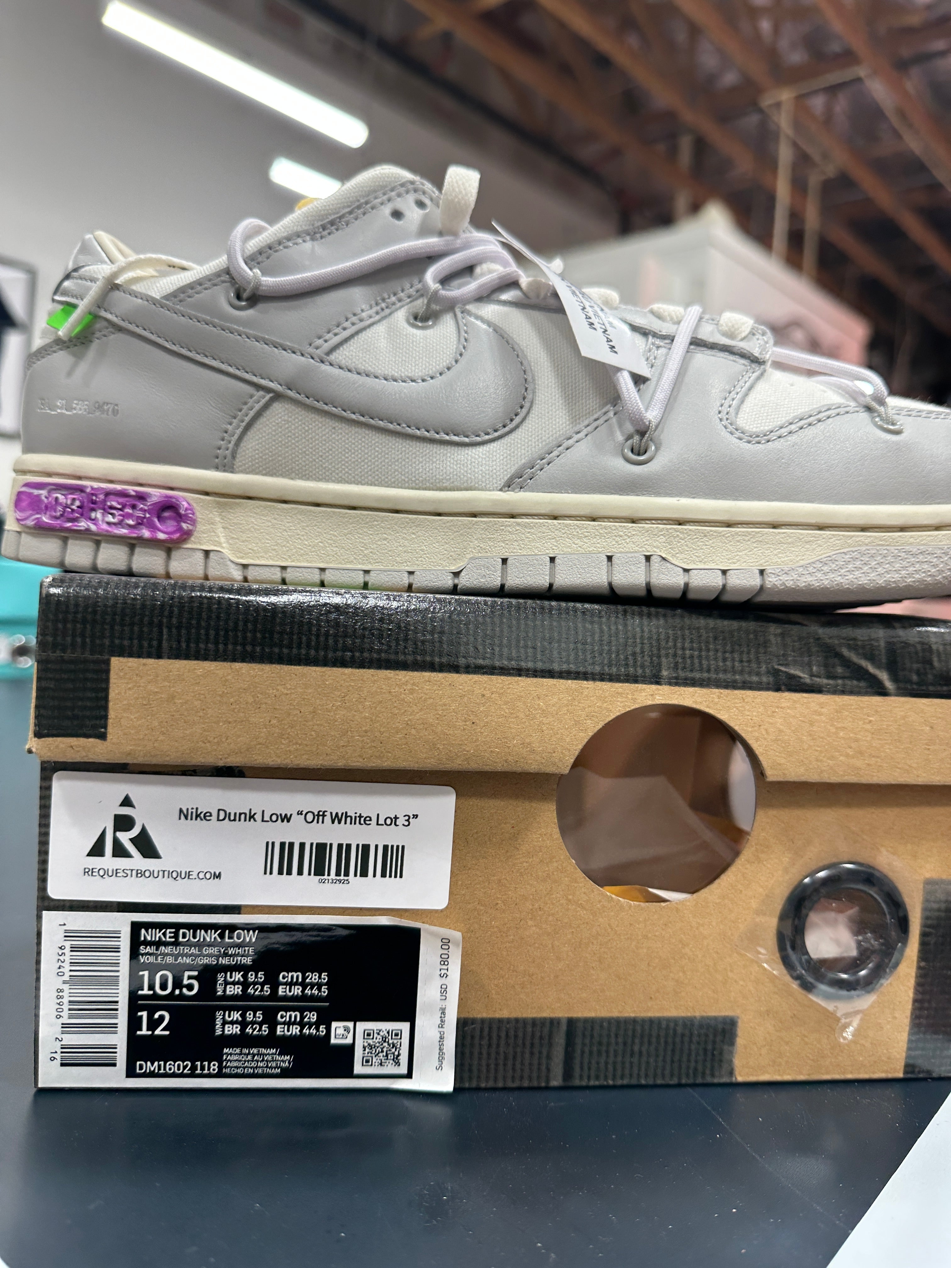 Off White x Nike Dunk Low Lot 3 Sz 10.5