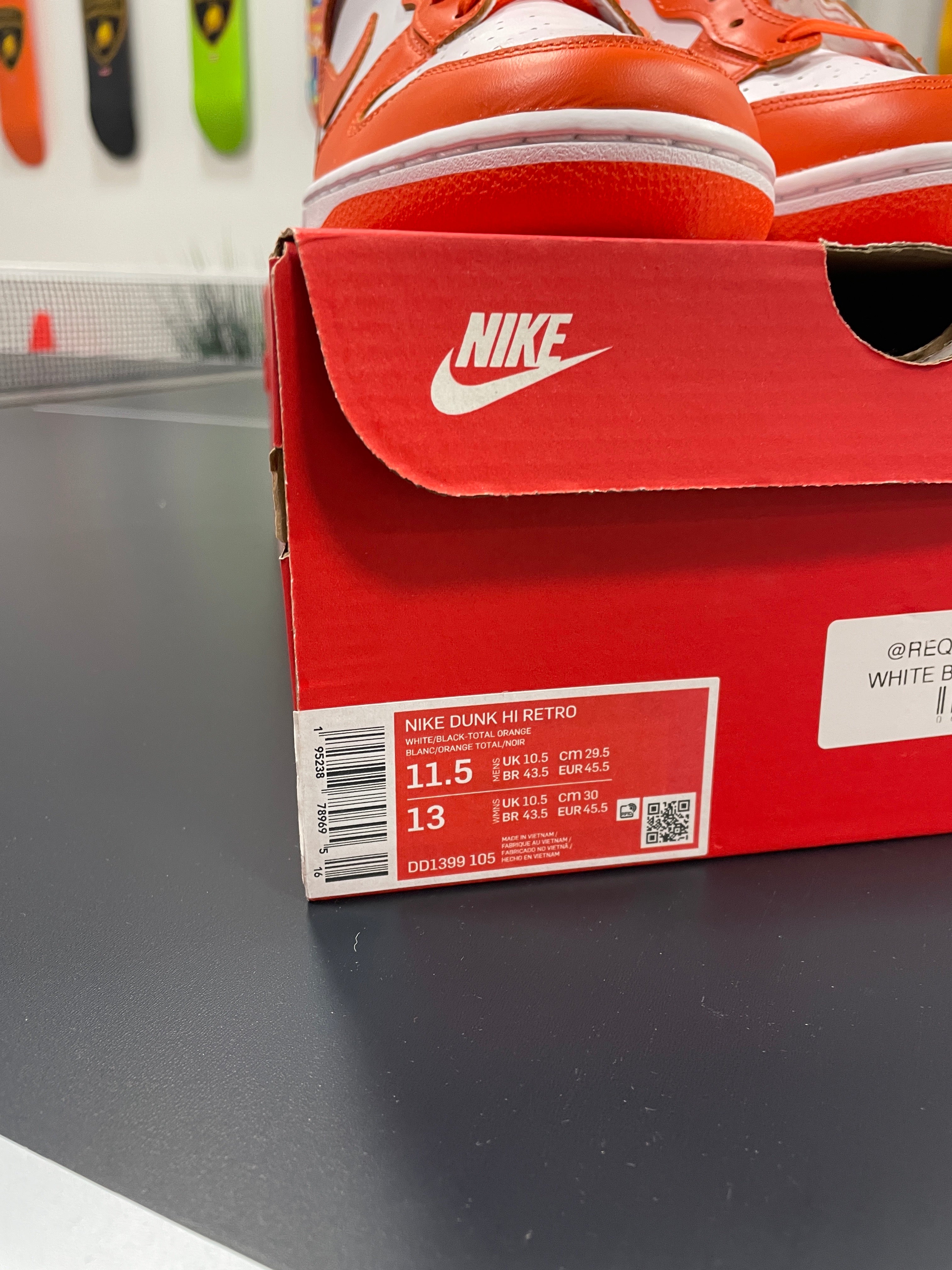Nike Dunk High Syracuse Sz 11.6