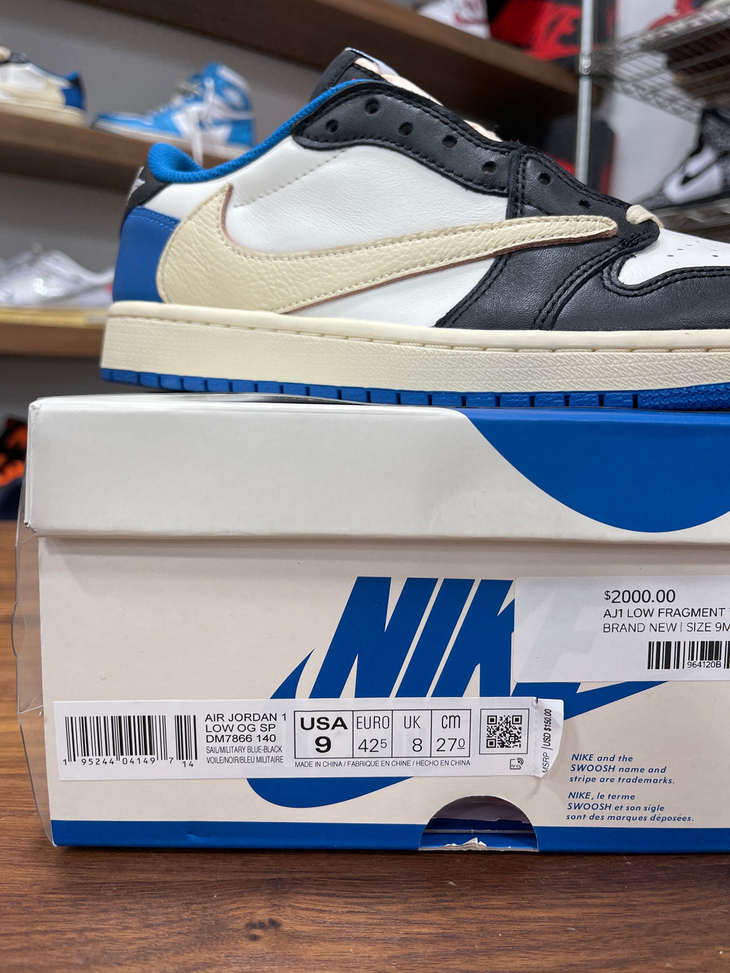 Travis Scott x Fragment Jordan 1 Low Sz 9