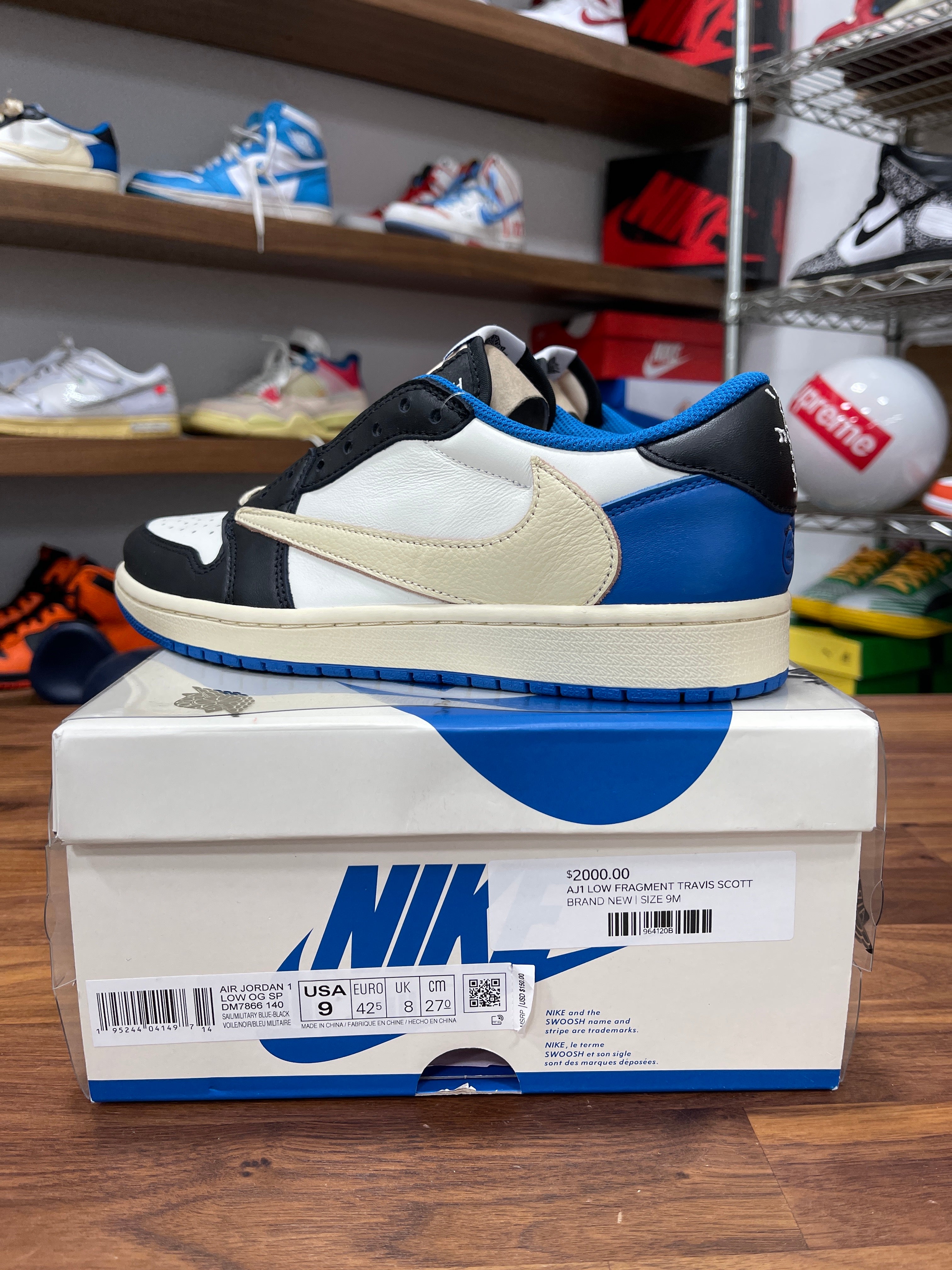 Travis Scott x Fragment Jordan 1 Low Sz 9