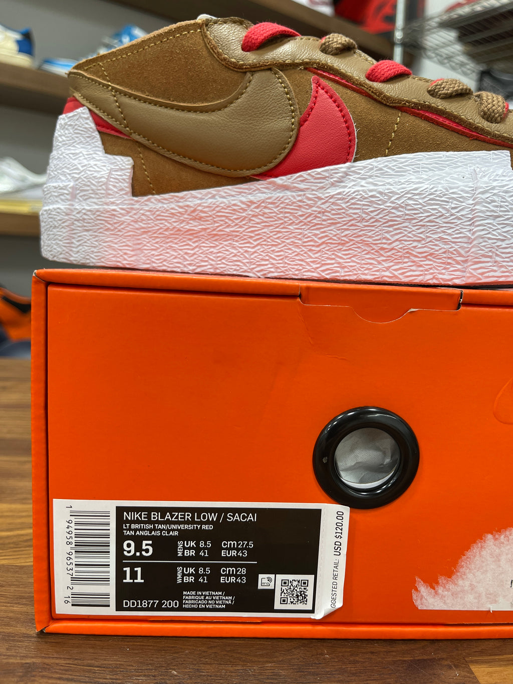 Sacai Blazer Low British Tan Sz 9.5