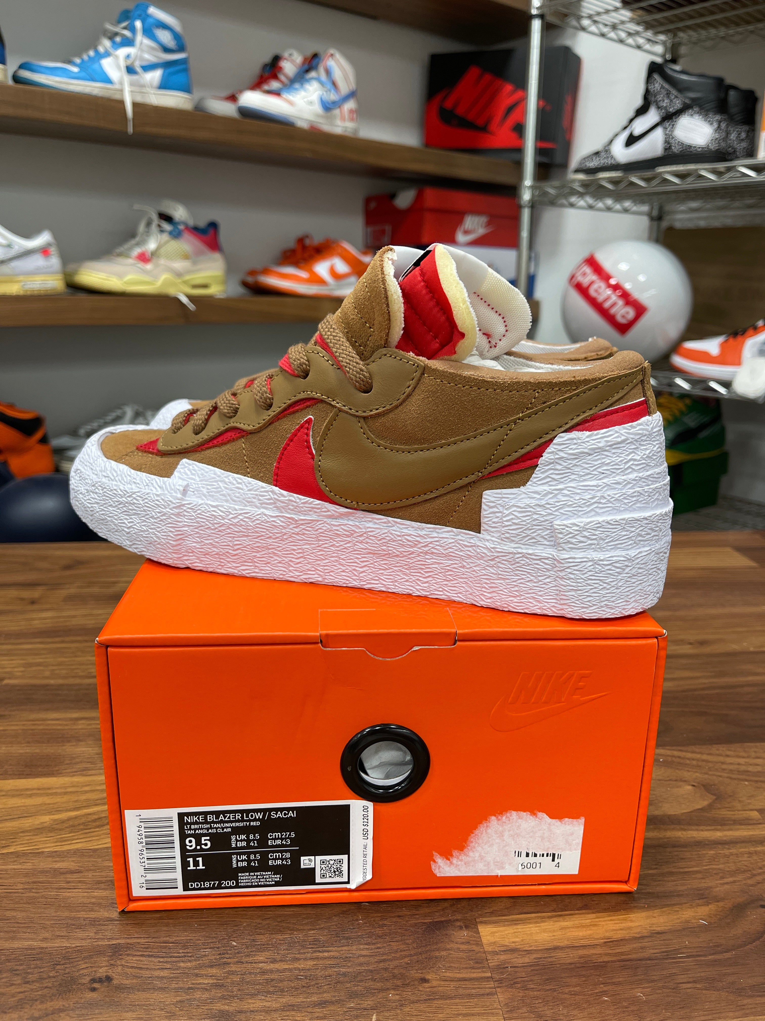 Sacai Blazer Low British Tan Sz 9.5